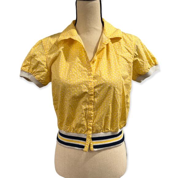 Le Jean De Marithe + Francois Girbaud Yellow / White Top M - Picture 1 of 5